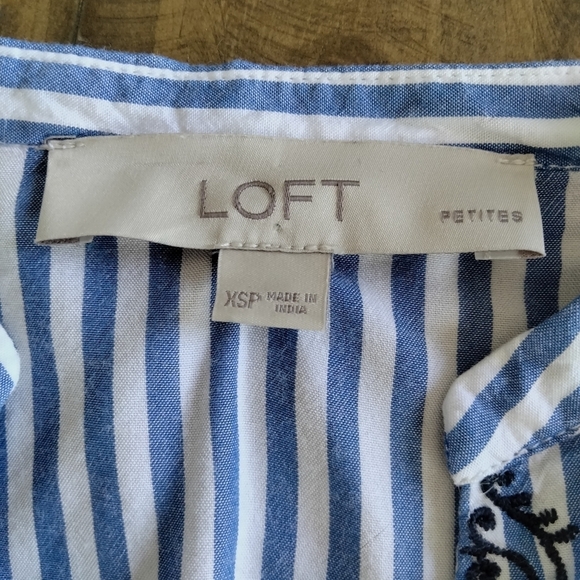 LOFT Blue & White Striped Blouse – XS Petite - Picture 5 of 6